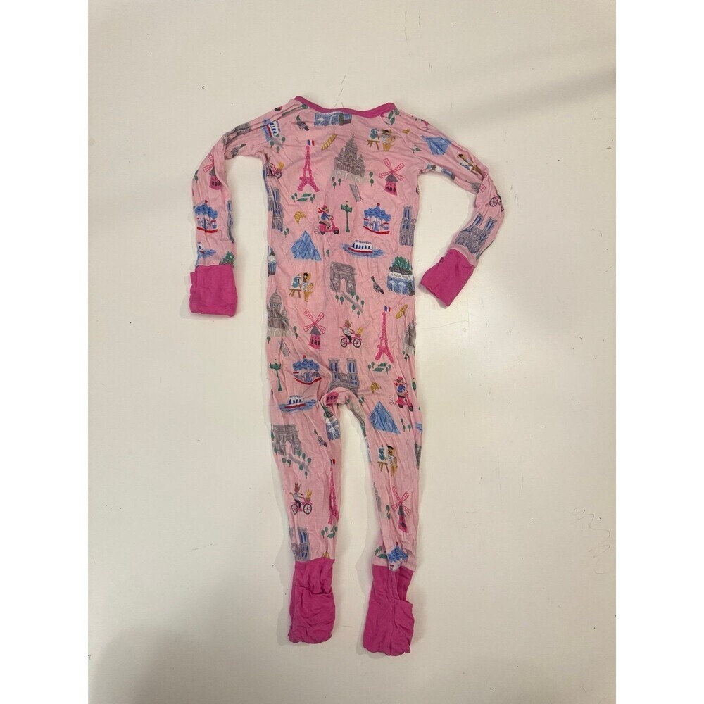 Little Sleepies Weekend In Paris Print Zippy Pajamas 12–18M Bamboo Pink - Picture 2 of 6